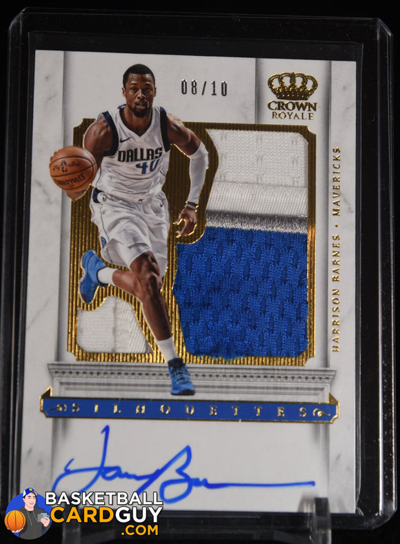 Harrison Barnes 2017 - 18 Crown Royale Autograph Relic Silhouettes Prime #14 #/10 auto, autograph, basketball card, game used, numbered