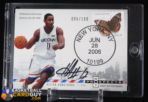 Hilton Armstrong 2006-07 Fleer Hot Prospects Draft Day Postmarks Autographs #HA #/100 autograph, basketball card, numbered