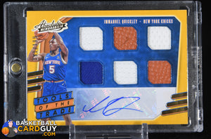 Immanuel Quickley 2020-21 Absolute Memorabilia Tools of the Trade Six Swatch Signatures Level 1 #13 #/199 autograph, basketball card,