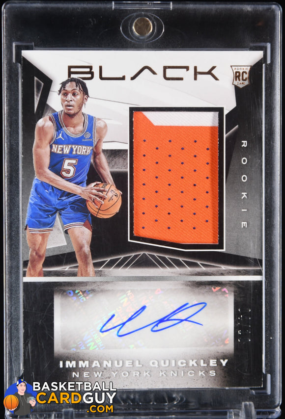 Immanuel Quickley 2020 - 21 Panini Black Rookie Jumbo Memorabilia Autographs Copper #7 #/10 autograph, basketball card, numbered, patch,