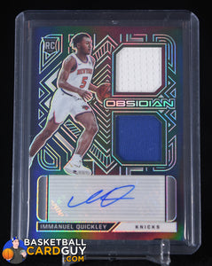 Immanuel Quickley 2020-21 Panini Obsidian Rookie Jersey Ink #29 #/49 autograph, basketball card, jersey, numbered, rookie card