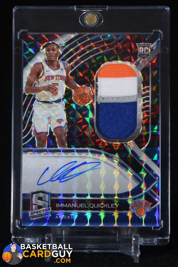 Immanuel Quickley 2020-21 Panini Spectra Interstellar #184 JSY AU RPA PATCH #/49 autograph, basketball card, numbered, patch, rookie card