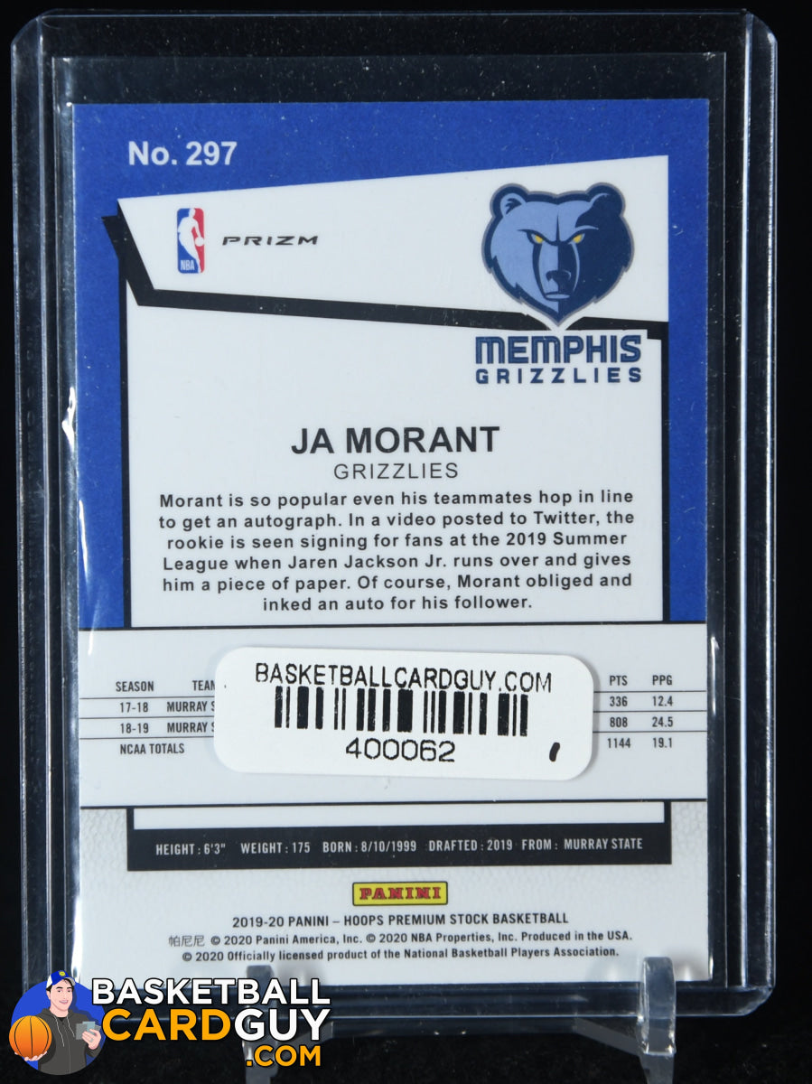 Ja Morant 2019-20 Hoops Premium Stock Prizms Silver #297