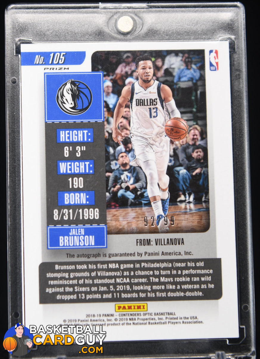 Jalen Brunson 2018-19 Panini Contenders Optic Blue #105 AU RC #/99