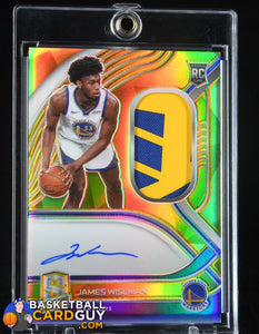 James Wiseman 2020-21 Panini Spectra Gold #209 JSY AU RPA #/10 autograph, basketball card, numbered, patch, rookie card