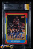 Jay Humphries Signed 1986 Fleer Basketball #49 BGS 9 AUTO Jersey Fusion GU Patch autograph, basketball card, beckett, graded, patch