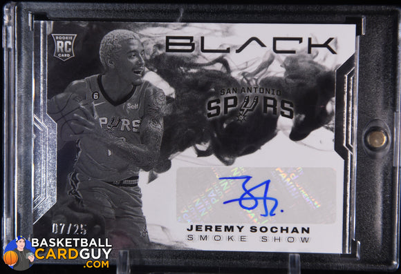 Jeremy Sochan 2022 - 23 Panini Black Smoke Show Signatures Silver #9 #/25 auto, autograph, basketball card, numbered, rookie card