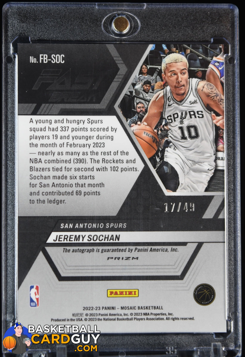 Jeremy Sochan 2022-23 Panini Mosaic Autographs Fast Break