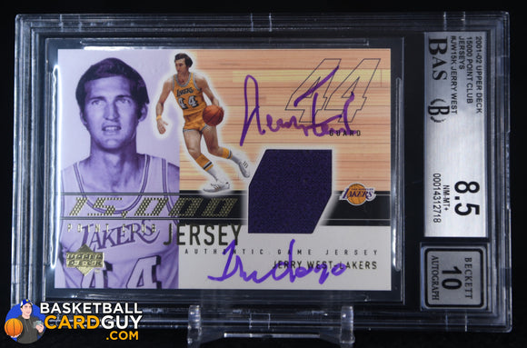 Jerry West 2001-02 Upper Deck 15000 Point Club Jerseys #JW15K AUTO BGS 8.5 autograph, basketball card, game used, graded, jersey