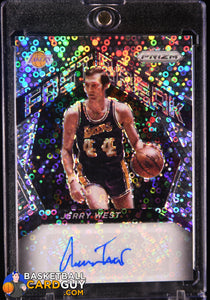 Jerry West 2020 - 21 Panini Prizm Fast Break Autographs #53 auto, autograph, basketball card