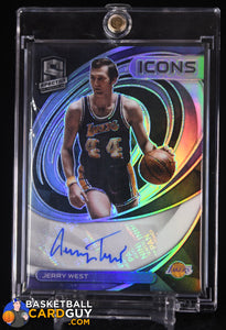 Jerry West 2021-22 Panini Spectra Icons Autographs #24 #/75 autograph, basketball card, numbered