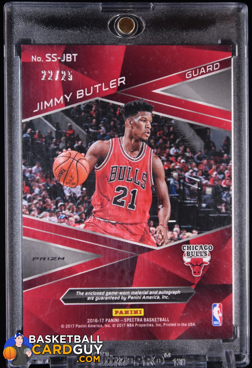 Jimmy Butler 2016-17 Panini Spectra Spectacular Swatch Autographs Neon  Green PATCH #/25