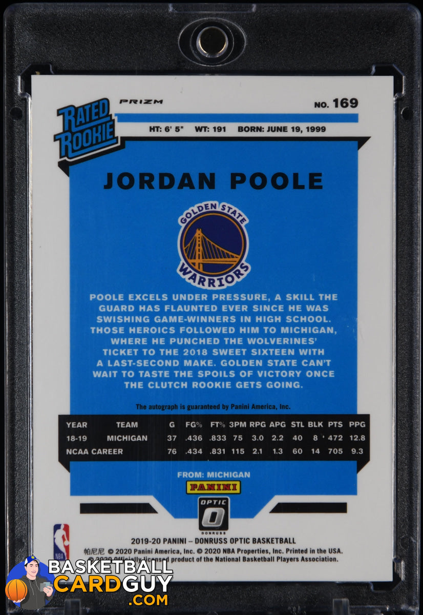 Jordan Poole 2019-20 Donruss Optic Rated Rookies Signatures