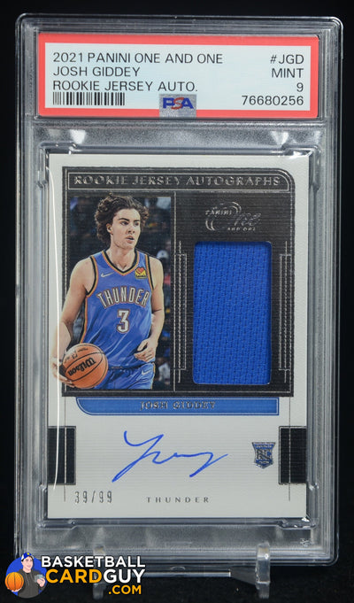 Josh Giddey 2021-22 Panini One and One Prime Rookie Jersey Autographs #25 #/99 PSA 9