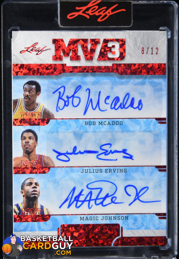 Julius Erving / Magic Johnson Bob Mcadoo MV3 MVP Autographs #/12 auto, autograph, basketball card, numbered