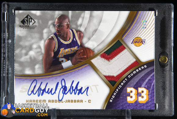 Kareem Abdul - Jabbar 2005 - 06 SP Game Used SIGnificant Numbers Autographs Patches #KA #/5 auto, autograph, basketball card, bucks,