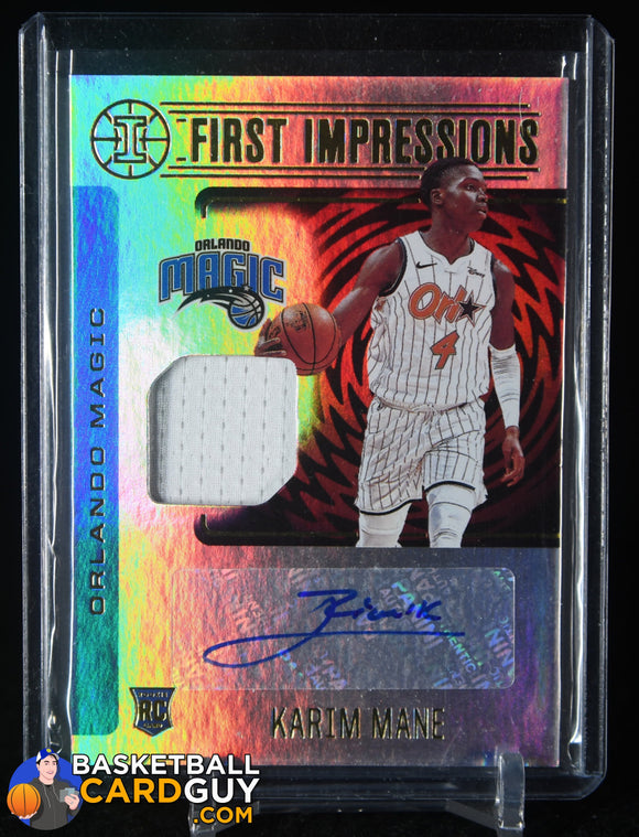 Karim Mane 2020-21 Panini Illusions First Impressions Jersey Autographs #10 autograph, basketball card, jersey, rookie card