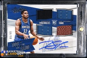 Karl - Anthony Towns 2015 - 16 Absolute Memorabilia Tools of the Trade Rookie Autograph Materials Quad #TTJKT #/99 auto, autograph,