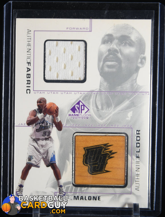Karl Malone 2000 - 01 SP Game Floor Authentic Fabric/Floor Combos #KAC basketball card, floor, used, jersey