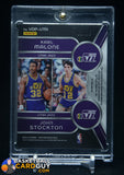 Karl Malone/John Stockton 2023-24 Panini Spectra Veteran Dual Patch Autographs #9 #/10 auto, autograph, memorabilia, numbered