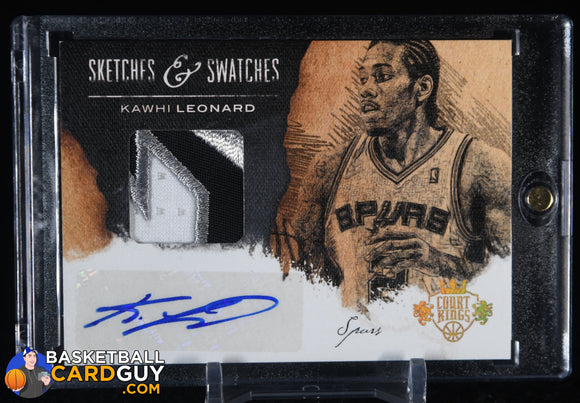 Kawhi Leonard 2013-14 Court Kings Sketches and Swatches Autographs Prime #/25 auto, autograph, basketball card, numbered, patch