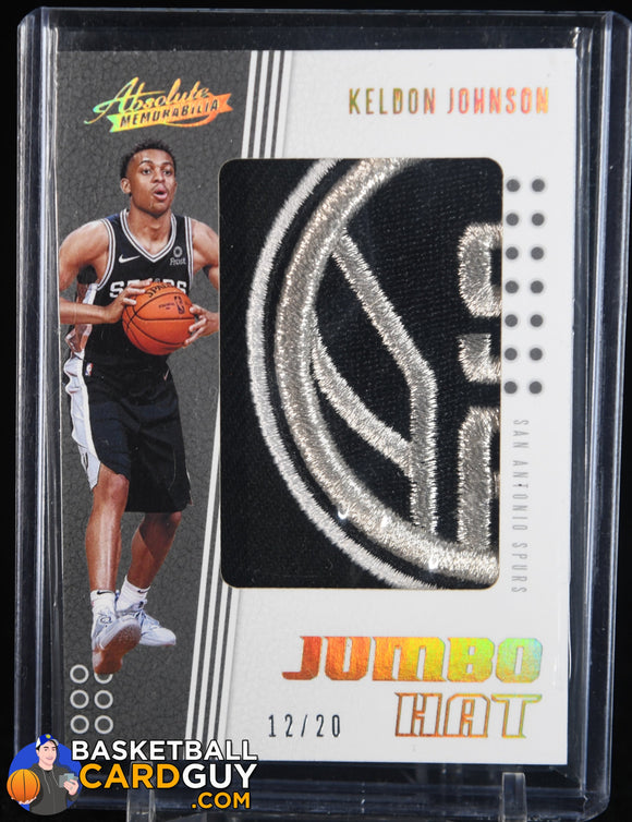 Keldon Johnson 2019 - 20 Absolute Memorabilia Jumbo Hat Team Logo #/20 basketball card, numbered, patch, rookie card