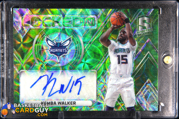 Kemba Walker 2017 - 18 Panini Spectra Locked In Autographs Neon Green #5 auto, autograph, basketball card, numbered
