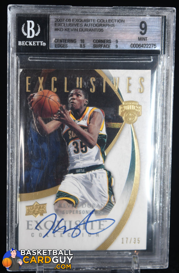 Kevin Durant 2007 - 08 Exquisite Collection Exclusives Autographs #KD #/35 BGS 9 (Damaged) auto, autograph, basketball card, graded,