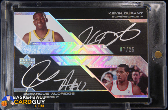Kevin Durant/LaMarcus Aldridge 2007 - 08 UD Black Autographs Dual RC #DA #/25 autograph, basketball card, numbered, rookie card
