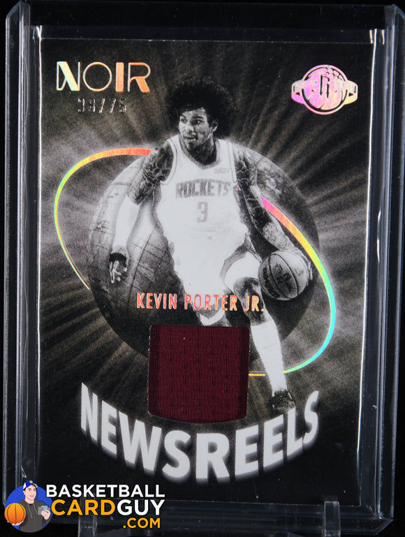 Kevin Porter Jr. 2021 - 22 Panini Noir Newsreels Jerseys #19 #/75 basketball card, game used, jersey