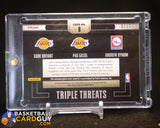 Kobe Bryant & Pau Gasol & Bynum 2012-13 Panini Triple Threads Prime Patch /25 memorabilia, numbered