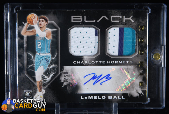 LaMelo Ball 2020-21 Panini Black Rookie Memorabilia Autographs RPA PATCH Gold #/10 auto, autograph, basketball card, numbered, patch