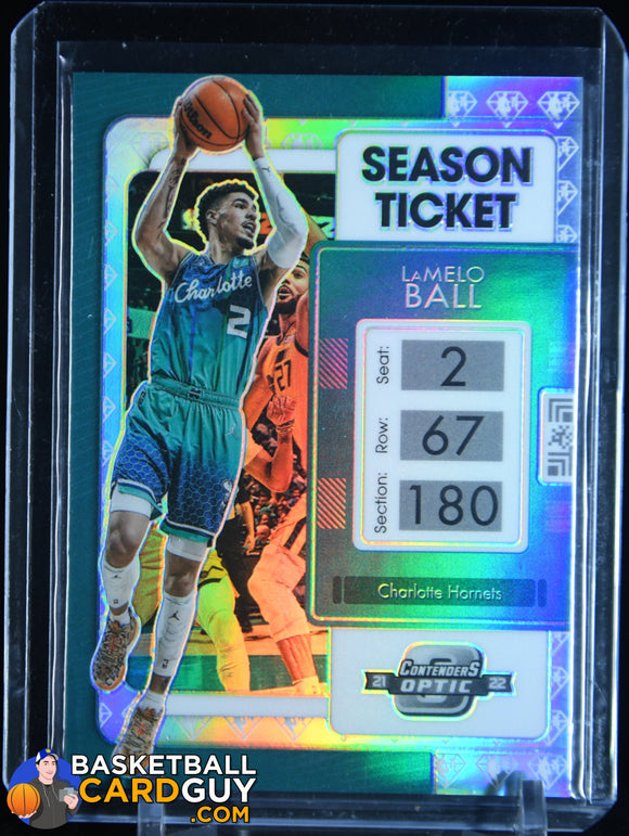 LaMelo Ball 2021 - 22 Panini Contenders Optic 75th Anniversary #59 SP basketball card, refractor