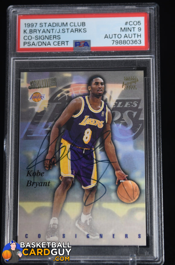 Kobe Bryant John Starks 1997-98 Stadium Club Co-Signers PSA 9 autograph, basketball card, graded