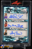 Larry Bird Magic Johnson Julius Erving Leaf Decadence Triple Autograph The Epic Three Blue #/10 autograph, basketball card, numbered