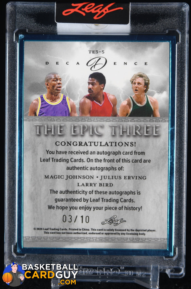 Larry Bird Magic Johnson Julius Erving Leaf Decadence Triple