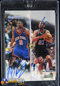 Larry Johnson/Tim Duncan 1998 - 99 Stadium Club Co - Signers #CO10 90’s insert, auto, autograph, basketball card