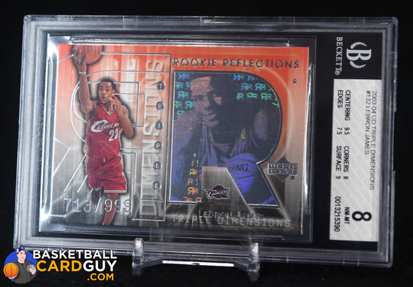 LeBron James 2003-04 Upper Deck Triple Dimensions #132 RC BGS 8 basketball card, graded, numbered, rookie card