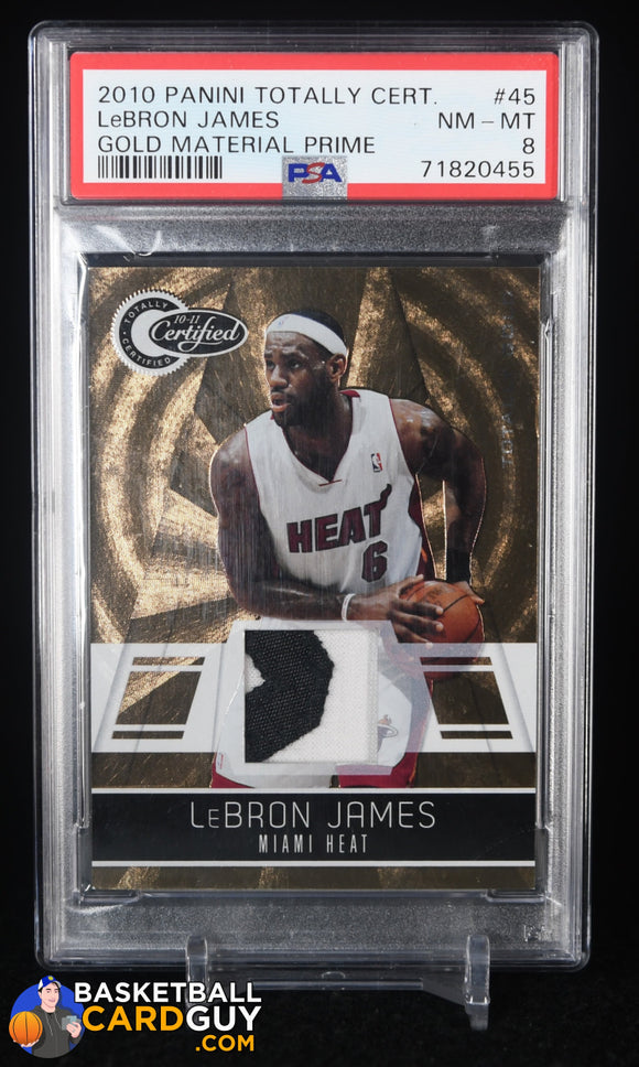 LeBron James 2010-11 Totally Certified Gold Materials Prime #45 #/25 basketball card, game used, graded, numbered, patch