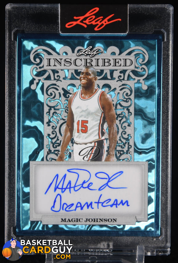 Magic Johnson 2024 Leaf Decadence Inscribed Auto Inscription Dream Team USA #3/10 autograph, basketball card, numbered