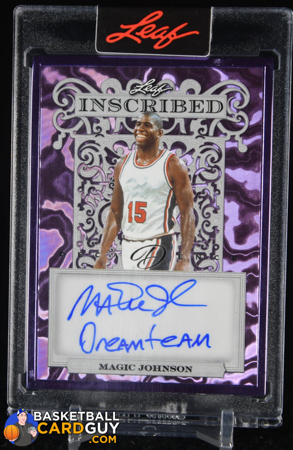 Magic Johnson 2024 Leaf Decadence Inscribed Dream Team Inscription Autograph #/5 autograph, basketball card, numbered