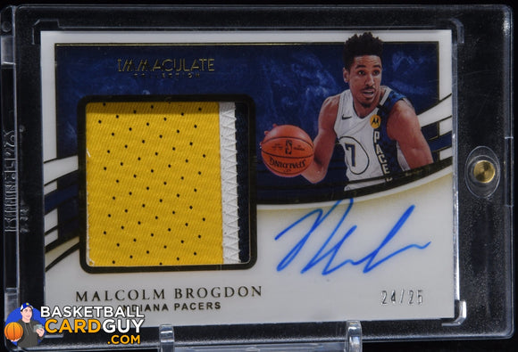Malcolm Brogdon 2019-20 Immaculate Collection Premium Patch Autographs #65 #/25 auto, autograph, basketball card, jersey, numbered