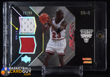 Michael Jordan 2006-07 UD Black Dual Materials #MJ #/99 (Surface Issues) basketball card, game used, jersey, numbered