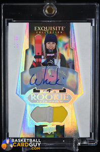 Mikaela Shiffrin 2021 Exquisite Collection Rookie Autograph Materials #RARMS #82/99 autograph, numbered, olympics, rookie card