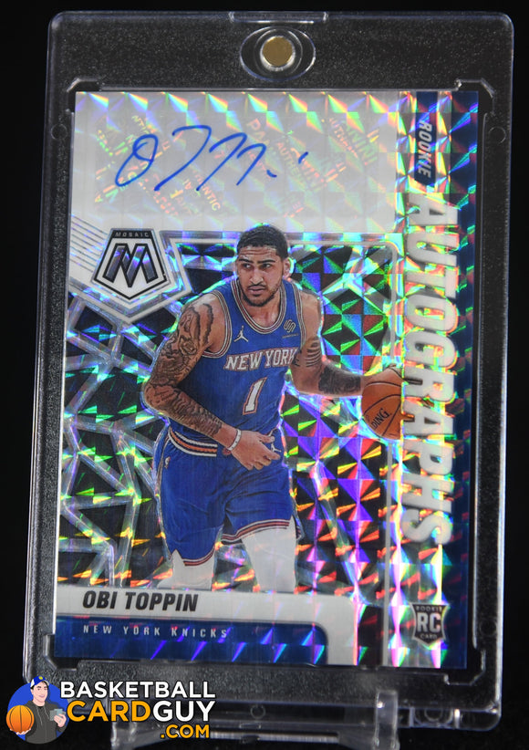 Obi Toppin 2020-21 Panini Mosaic Rookie Autographs Mosaic #22 autograph, basketball card, rookie card