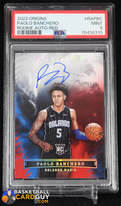 Paolo Banchero 2022-23 Panini Origins Rookie Autographs Red #8 PSA 9 #1/99 autograph, basketball card, graded, numbered, rookie card