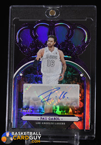 Pau Gasol 2022-23 Crown Royale Crown Autographs Purple #34 #/25 autograph, basketball card, numbered