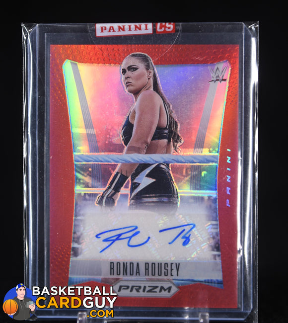 RONDA ROUSEY 2023 Panini Prizm WWE Smack Down Red Prizm Autograph #TB-RRS #/99 autograph, numbered, www