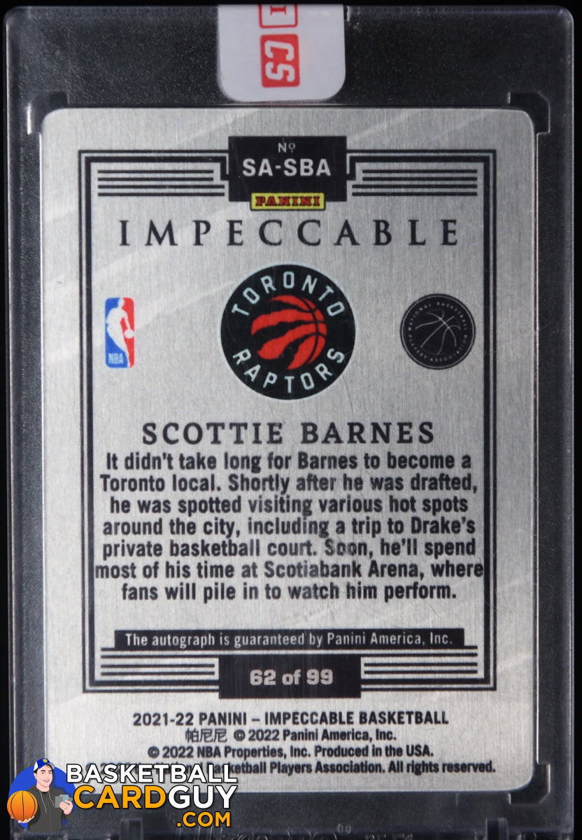Scottie Barnes RC Auto 99シリ 直書きオート 新人王｜ゲーム 