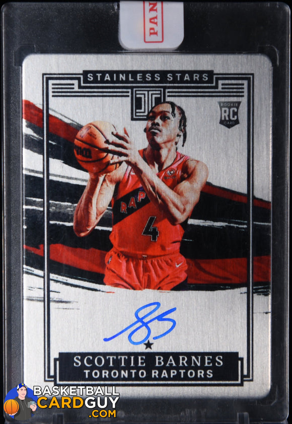 Scottie Barnes 2021 - 22 Panini Impeccable Stainless Stars Autographs RC #4 #/99 auto, autograph, basketball card, numbered, rookie card